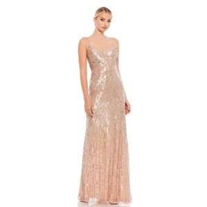Mac Duggal SEQUIN SPAGHETTI STRAP GOWN
